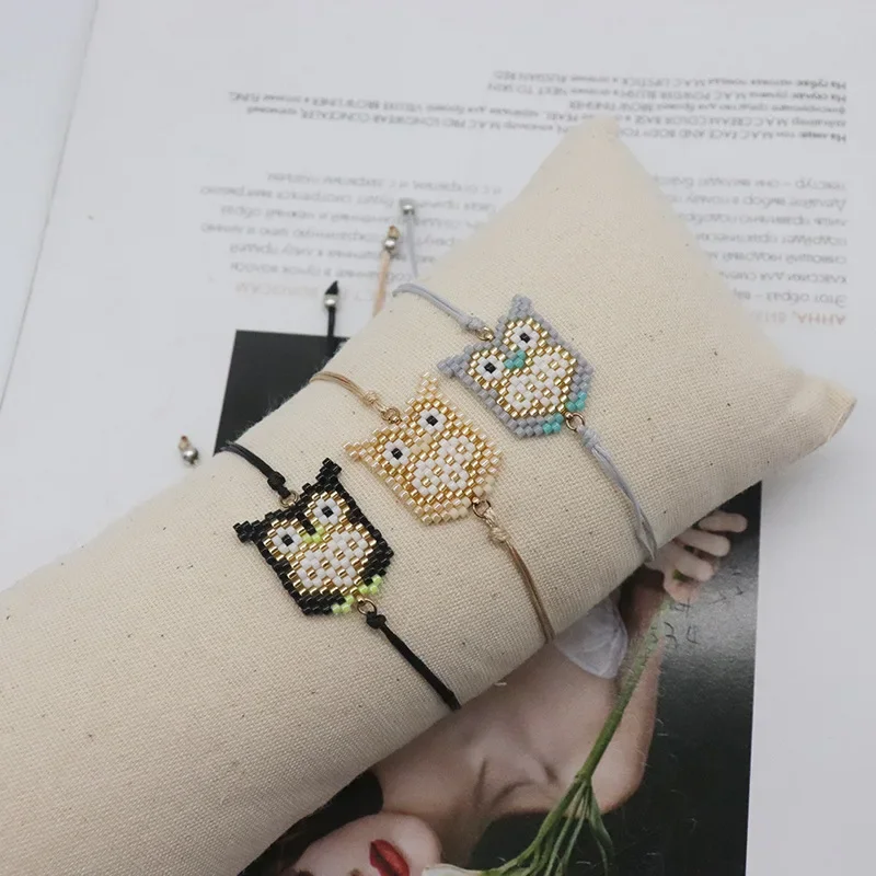 

Rice bead bracelet Originality Hand weaving Pattern Bohemia Adjustable Tidal current Simplicity Owl Beaded bracelet