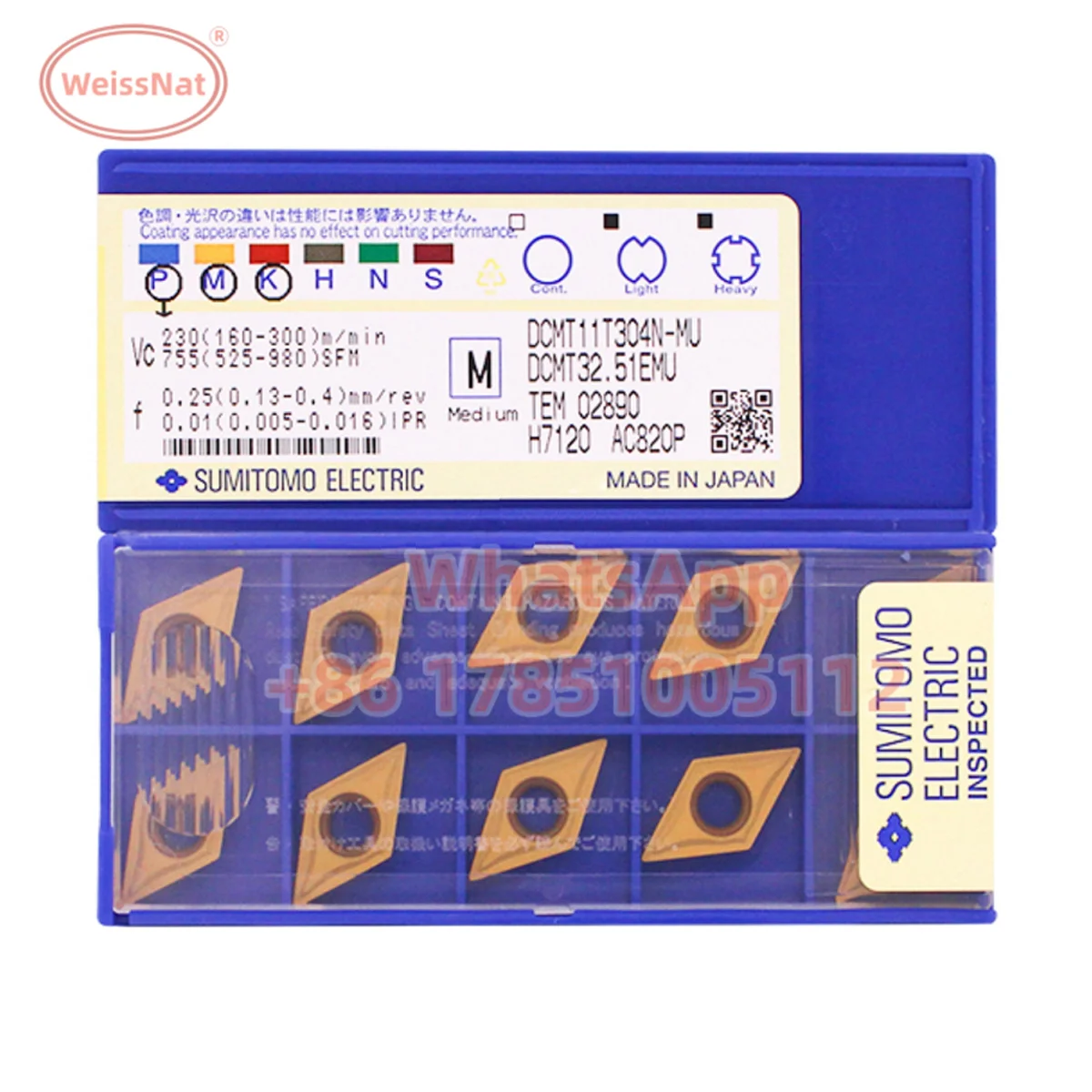 

SUMITOMO DCMT070204N DCMT070208N DCMT11T302N DCMT11T304N DCMT11T308N AC810P AC820P AC830P AC8025P Carbide Insert DCMT Inserts