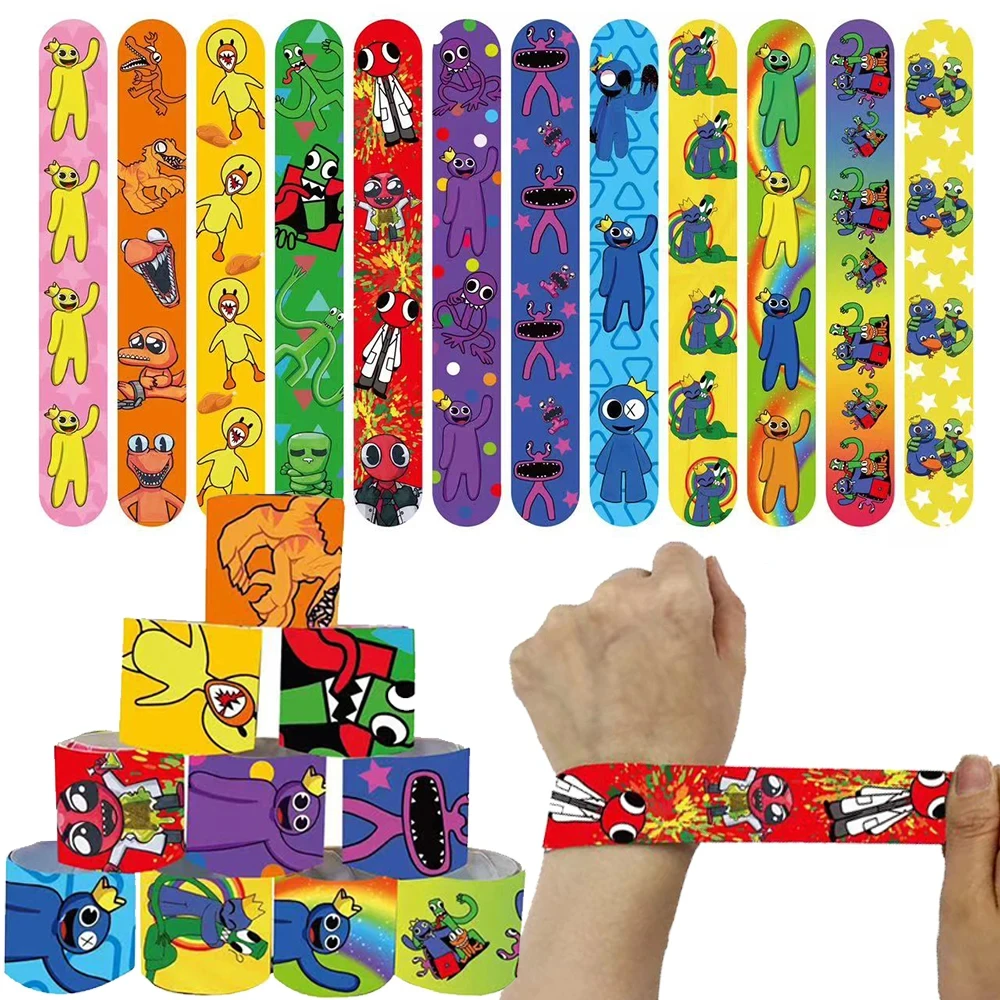 Rainbow Friends Slap Bracelet Snap Buckle Wristband Kids Birthday Party GiftBracelets Party Favors Baby Shower Supplies