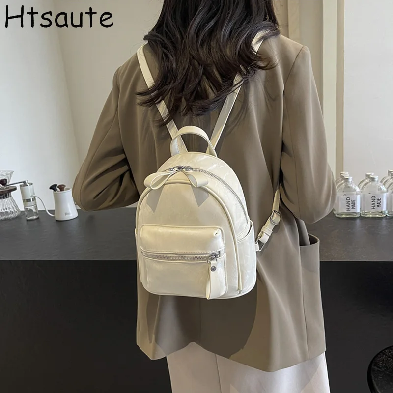 Women's Fashionable Solid Color Pattern Backpack Is Suitable For Girls Mini Travel And Daily Commuting Top-handle bolasa