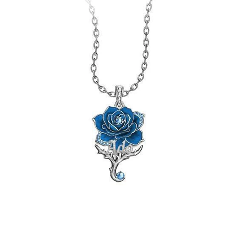 Anime Ado Cosplay Necklace Unisex Rock Blue Rose Couple Choker Fashion Clavicle Chain Jewelry Accessories image 4