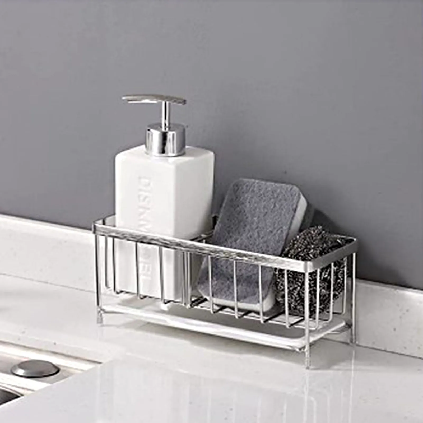 Sink Caddy Sponge Holder Kitchen Rack Sponge Holder For Sink Kitchen Sink Organizer Anti-Rust Sink Sponges Scrubbers Soap