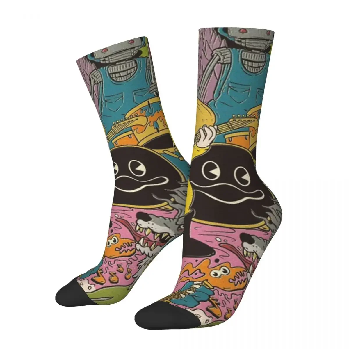 Happy Funny Men's Compression Socks Gang Retro Harajuku Gizzard King and Lizard Hip Hop Novelty Seamless Crew Crazy Sock