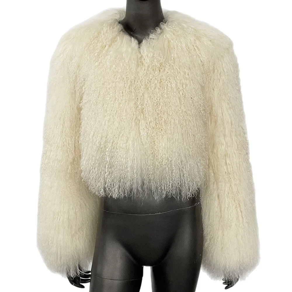 

Пальто из натурального меха для международной торговли AliExpress, однотонное, пляжное, из овечьей шерсти, женская одежда, ультракороткое шерстяное пальто для женщин