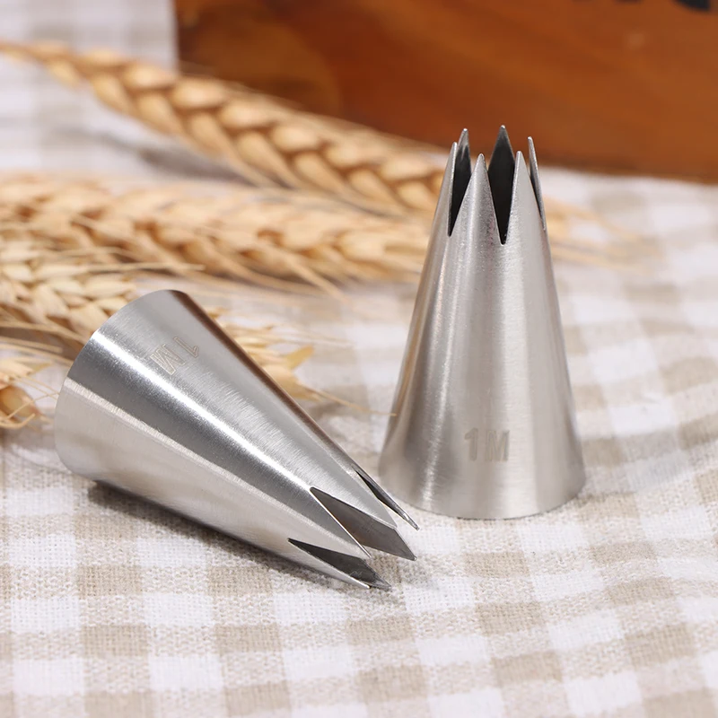 1M Straight 6-Tooth 304 Stainless Steel Cake Cream Decorating Piping Nozzle Tip