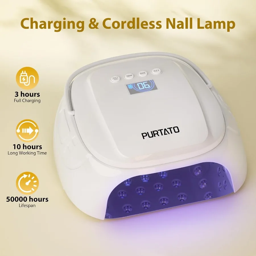 Lampe à ongles UV LED rechargeable sans fil 126W, sèche-ongles en gel à durcissement rapide avec 4 minuteries, lampe professionnelle Portable pour Salon