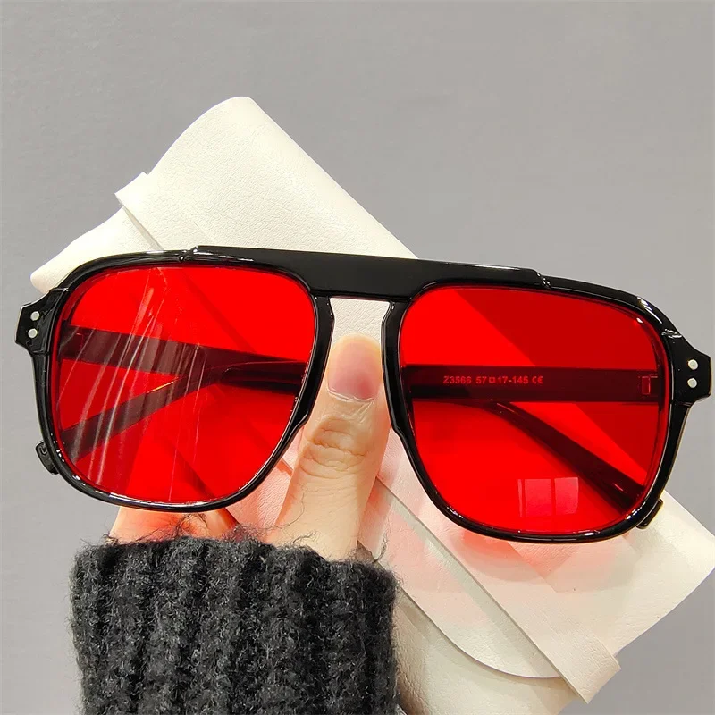 Moda feminina óculos de sol dos homens moda duplo feixe óculos de sol vintage viagem ao ar livre condução uv400 óculos
