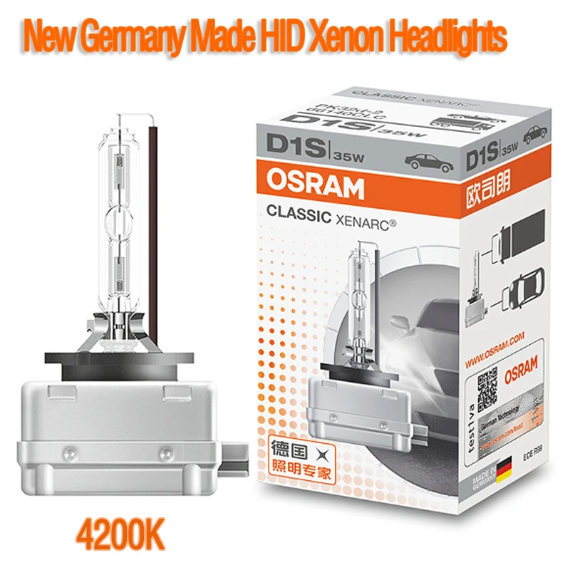 

OSRAM D1S D2S D3S D4S CLASSIC HID Xenon 66140 66240 66340 66440 CLC Standard Lamps 35W 4200K Warm White Original Auto Headlight