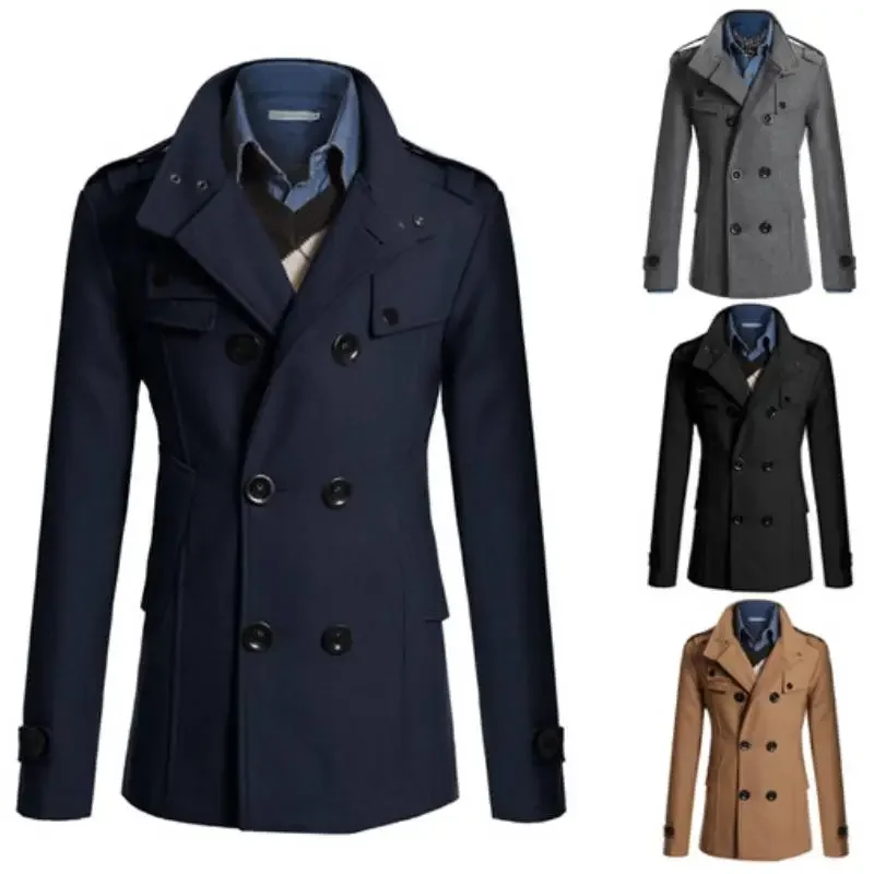 New Coat High Quality Men\'s Jackets Spring And Autumn Woolen Jacket For Men Overcoat for Male Double Breasted Coat Coat For Men