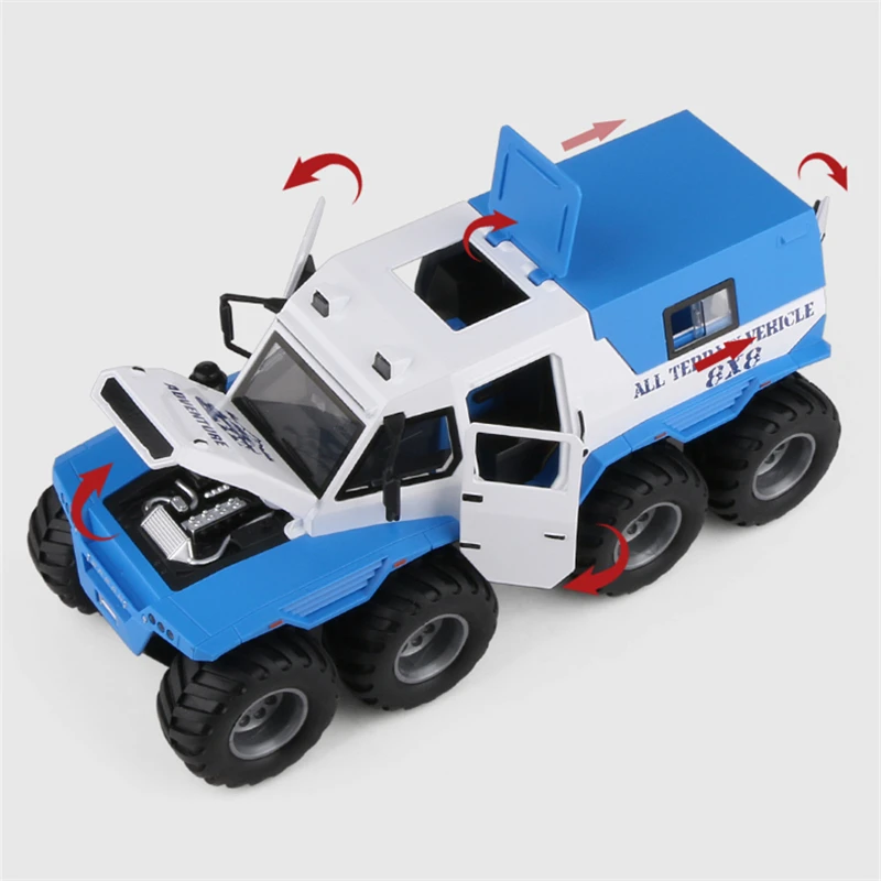 1:24 Russia Conqueror Shaman 8*8 Tyre Alloy Armored Car Model Diecast Metal Toy Police Off-road Vehicles Car Model Children Gift