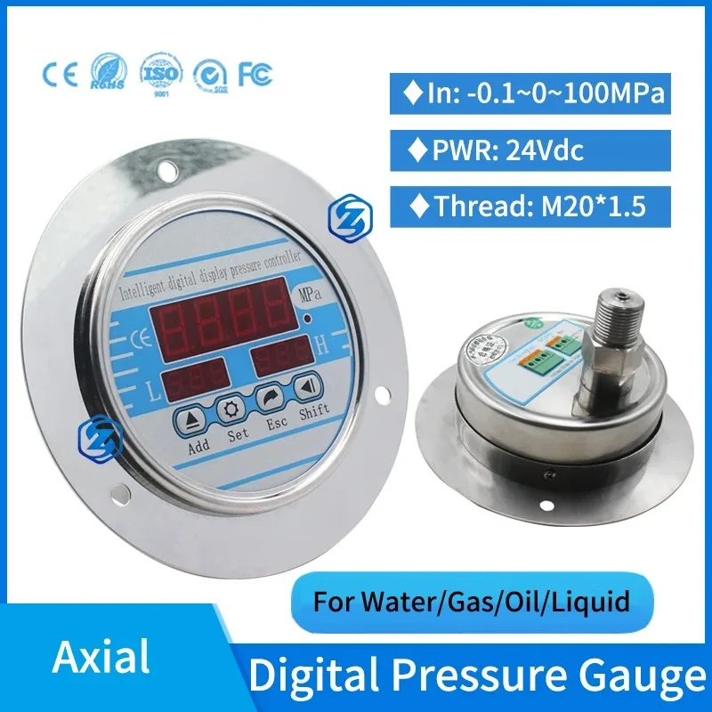 

0-60Mpa Digital Pressure Gauge Digital Pressure Controller 2 Relays Output Electric Pressure Gauge Manometer