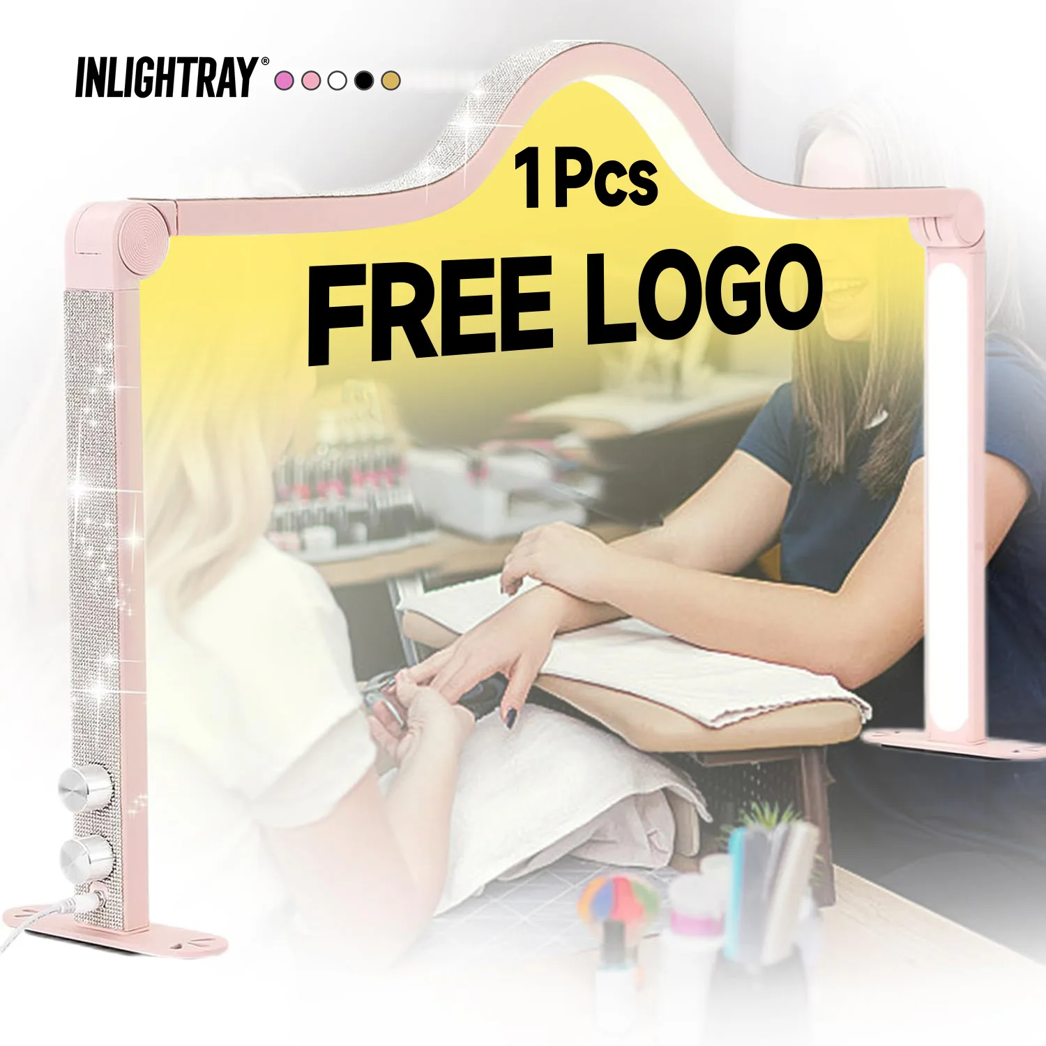 

Free LOGO 35inch Nail Lamp Dimmable Eyelash Extension Foldable Reading Beauty Desk Fill Light Diming Table Half Moon Nail Lamp