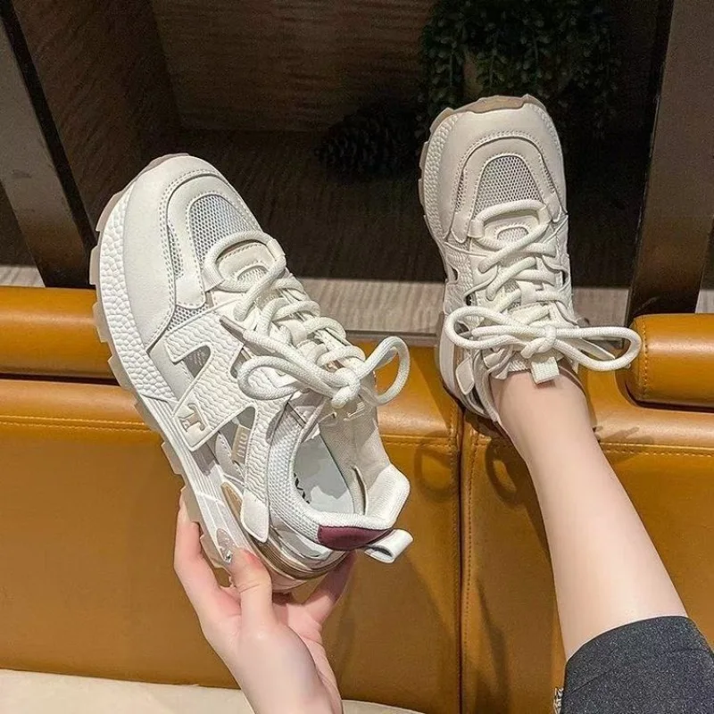 Hot Selling Hollow Breathable Hole Sandals for Women, Thick Soled Dad Shoes 2025 Summer New Casual Shoes Sneakers Platform Shoes