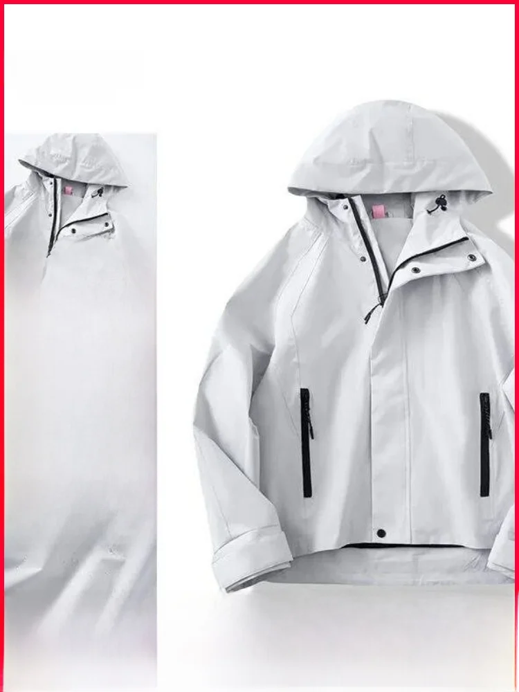 

Women's Casual Outdoor Hiking Jaet Windproof Water Resistant Stand Fit Polyester Fiber Long Sve ort Coat