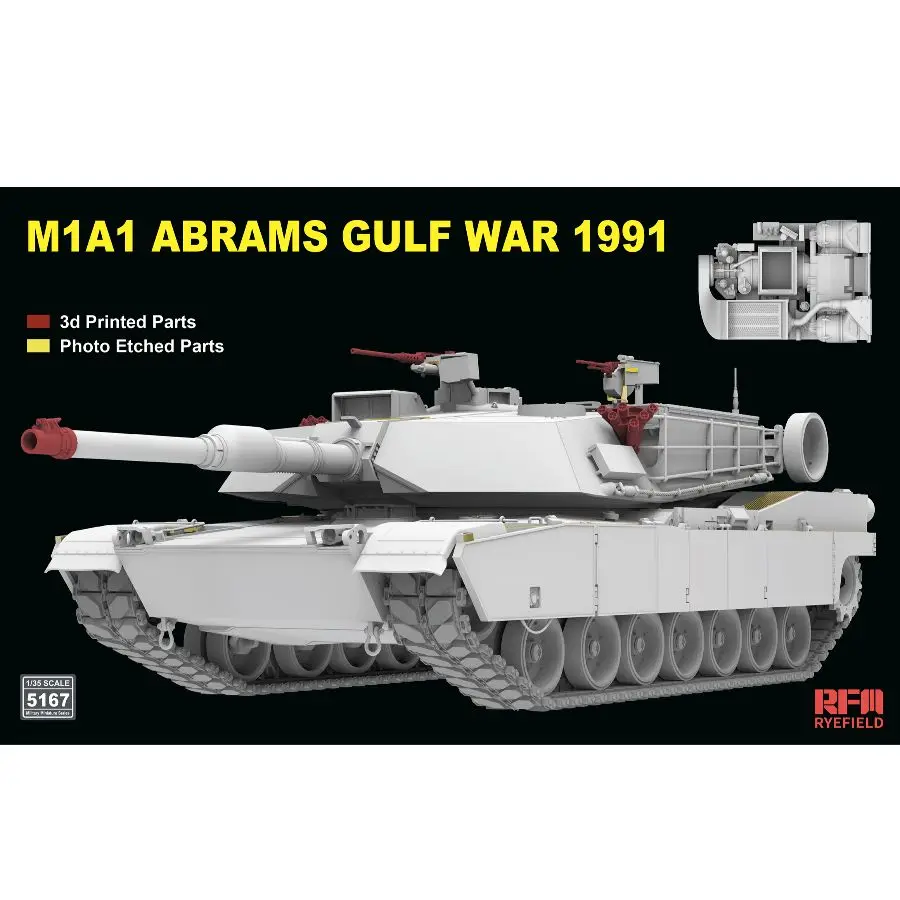 1/35 M1A1 Abrams Gulf War 1991 Tank Kit RYE FIELD RFM5167 w/Engine Compartment