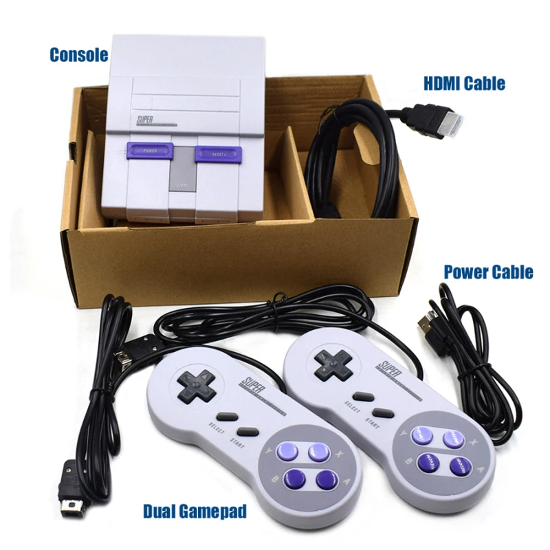 

2022 Super HD HDMIOutput for SNES Retro Classic Handheld Video Game Player TV Mini Game Console Built-in 21 Games Dual Gamepad