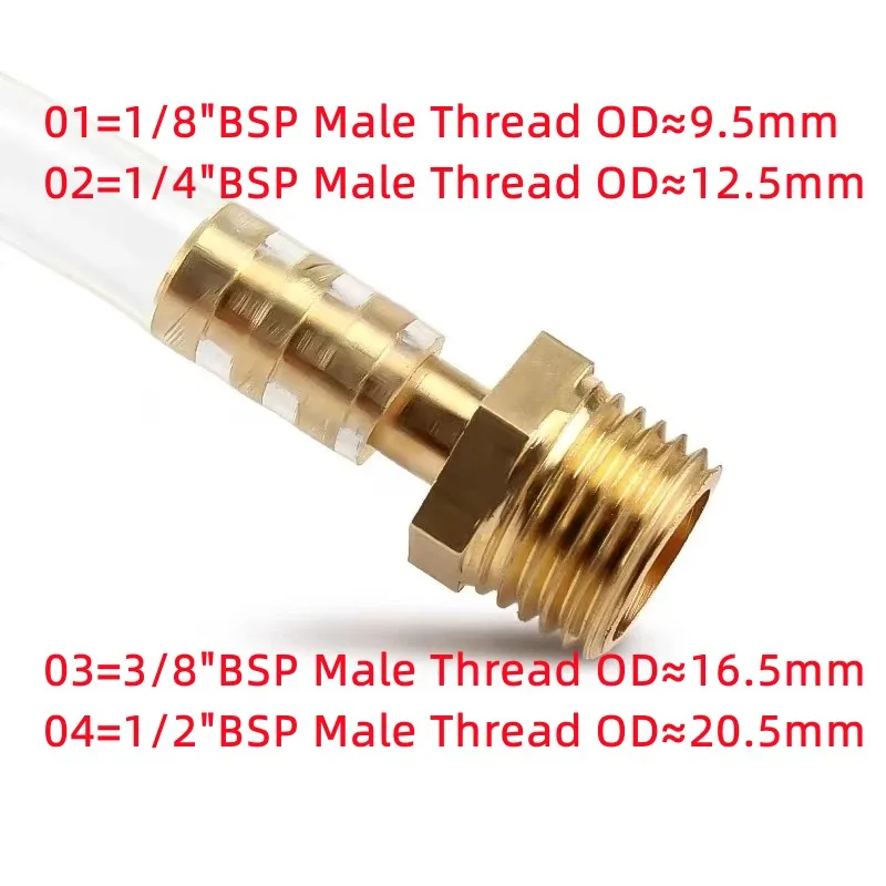 Brass Hose Fitting 6/8/10/12/14/16/19/25mm Barb Tail 1/8