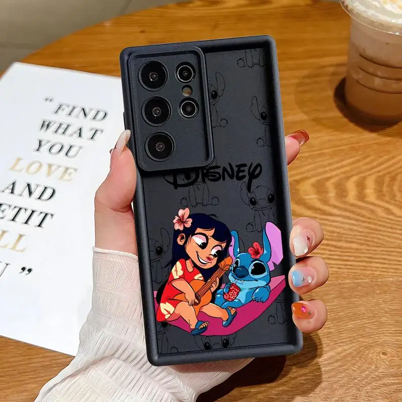 Disney Cute Stitch Case For Samsung S23 S24 S22 Ultra S20 FE S21 Plus Angel Eye Ladder Shockproof Phone Cover Silicone Shell