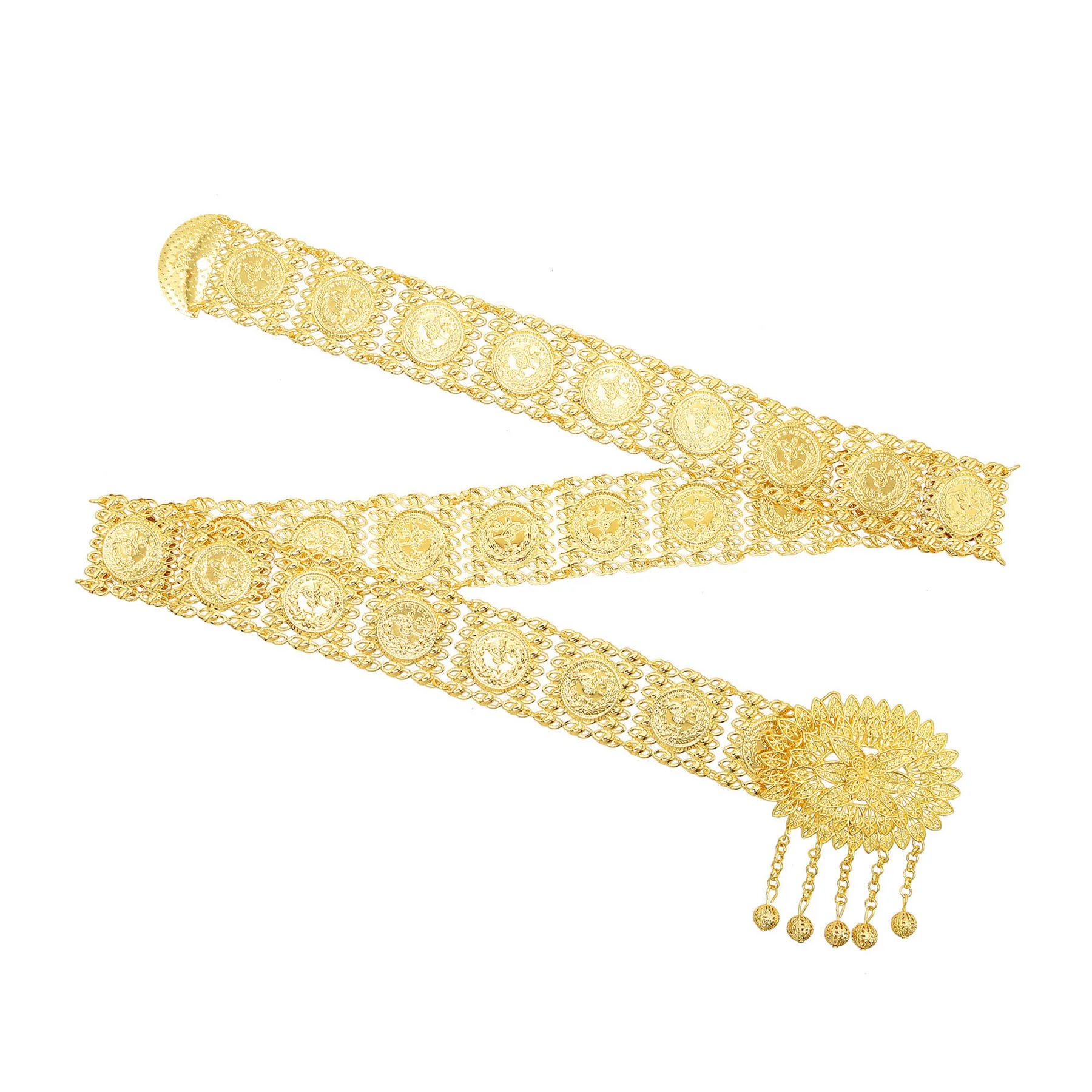 فاخر الذهب اللون طبقة واحدة عملة حزام الخصر البطن سلاسل أنيقة العربية الهند العرقية العروس حفل زفاف مجوهرات للجسم الإكسسوار #5