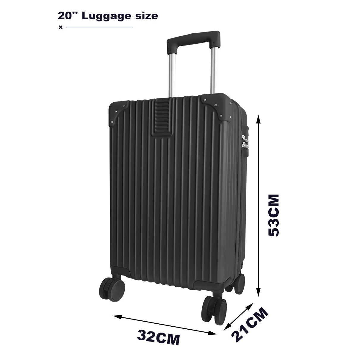 كتم حقيبة العجلات العالمية، حقيبة السفر، حقيبة العربة، صندوق الصعود، PC+ABS، 20 بوصة، حجم S، يمكن أن تأخذ على الطائرة
