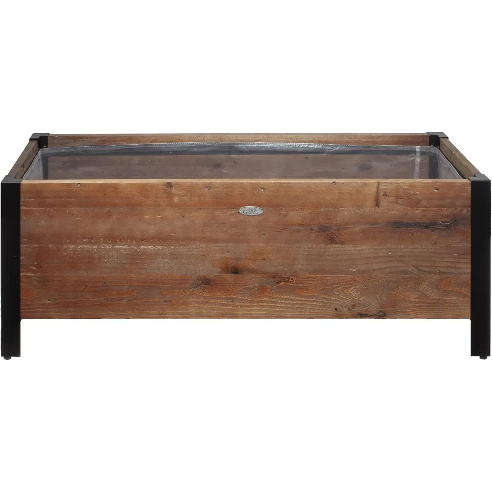 

Recycled Wood Rectangular Planter, 37 x 12.6, Natural Brown Finish