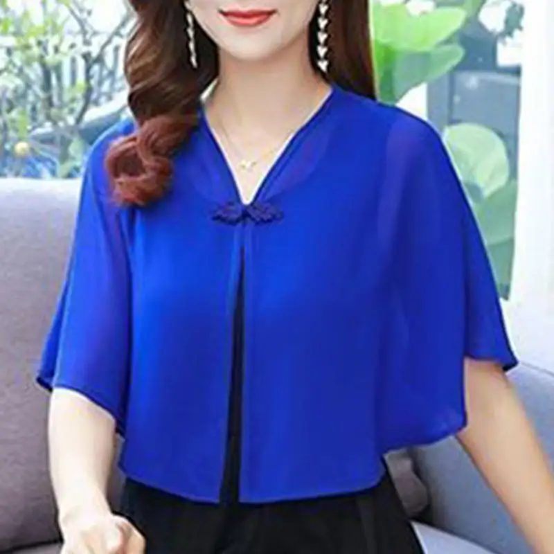 Chiffon kleine sjaal dames zomerjurk losse pasvorm cropped vest lichtgewicht zonwering vest jas veelzijdige bovenkleding