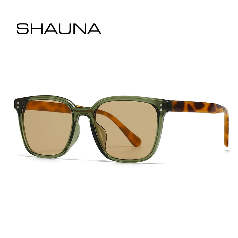 

SHAUNA Fashion Square Sunglasses Women Shades UV400 Retro Rivets Men Trending Yellow Green Sun Glasses Shades UV400