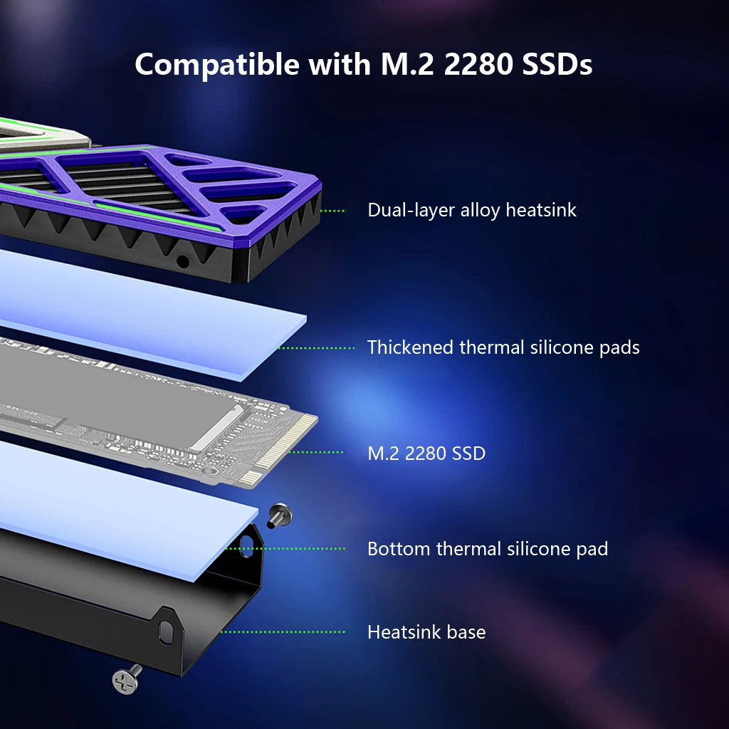 Für M.2 2280 NVMe SSD Kühler Aluminiumlegierung Kühlkörper 5-30 ℃ Temperaturreduzierung für Gaming-PC Desktop-Computer SSD-Kühlradiator – Detail 7