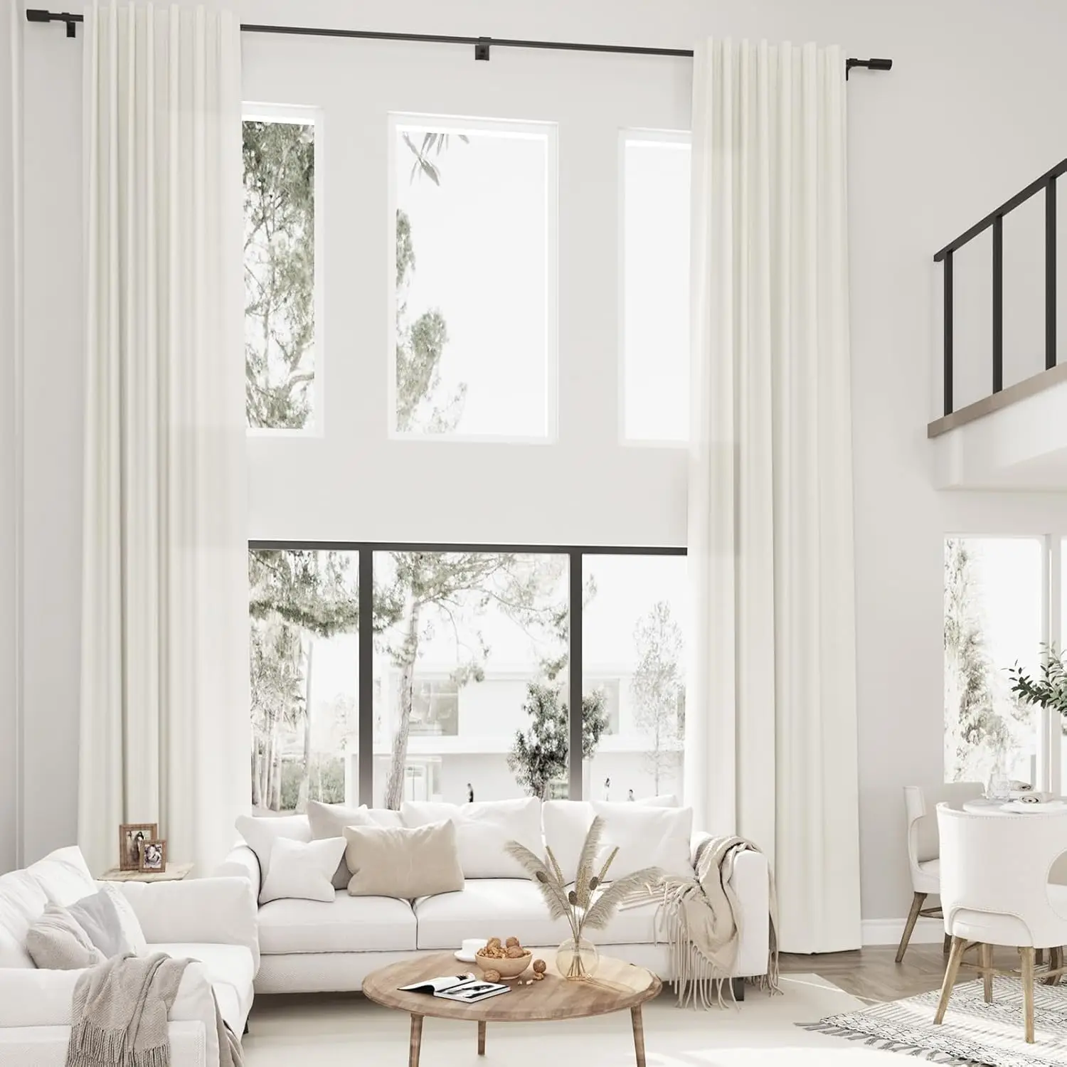Custom Made Length Extra Long Faux Linen Living Room Sheer Curtain Drape 450CM High Ceiling Window Tulle Bedroom Curtain