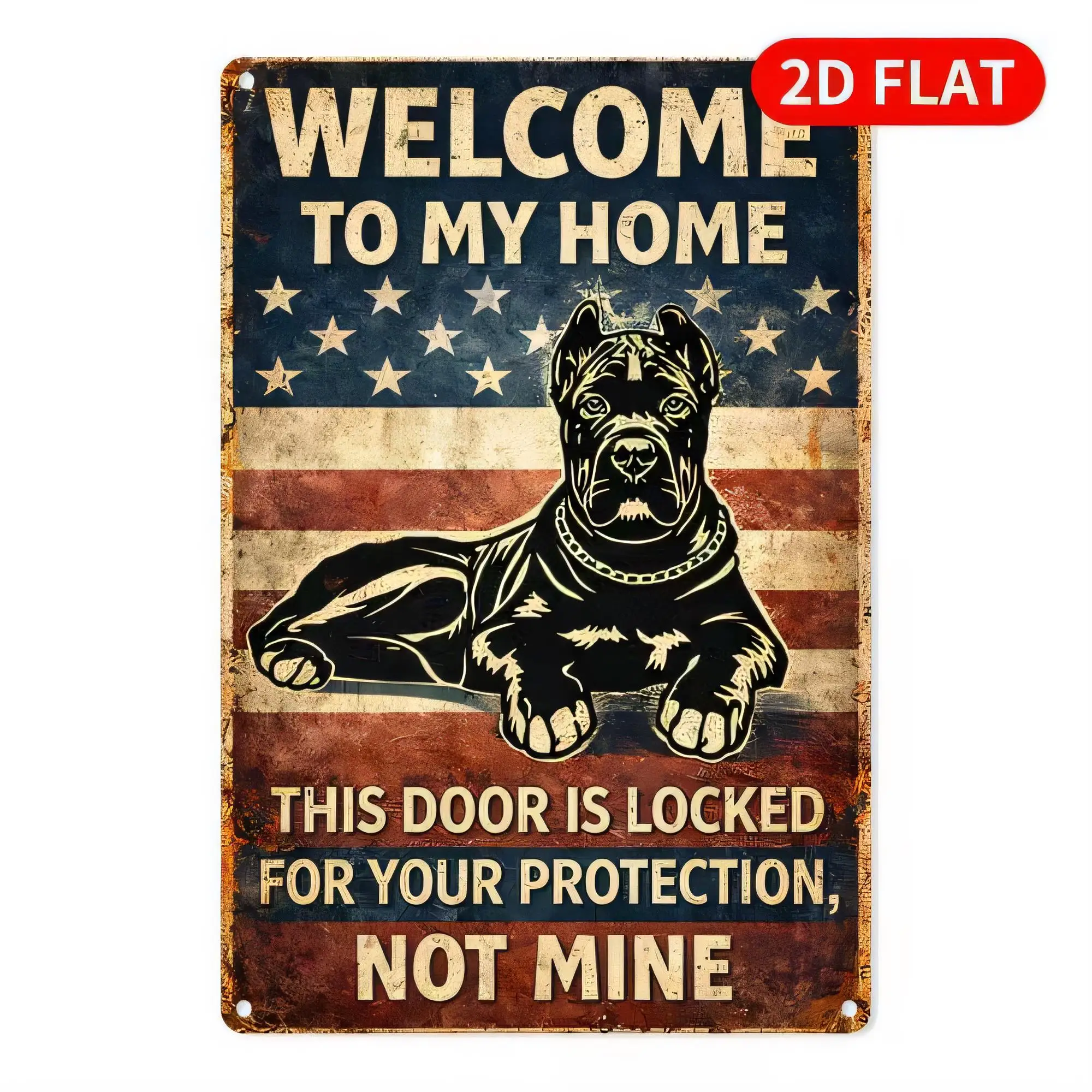 Tin Sign Welcome To My Home This Door Is Locked For Your Protection Not Mine Vintage Dog Wall Plaque  Metal Sign for Garage Bar