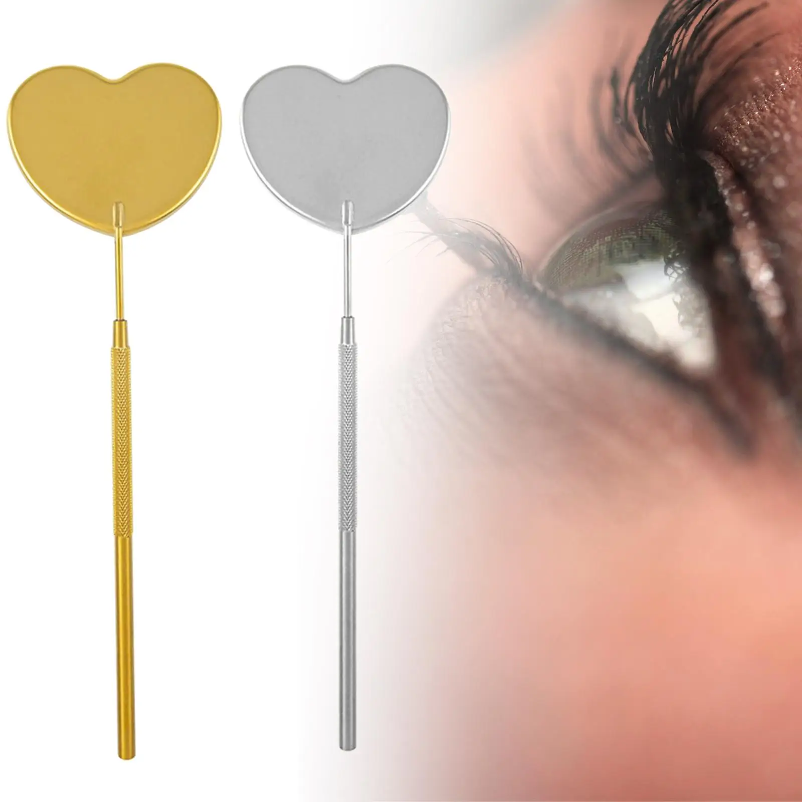Espejo de pestañas en forma de corazón, herramienta de extensión de pestañas postizas desmontable para uso en salón de belleza
