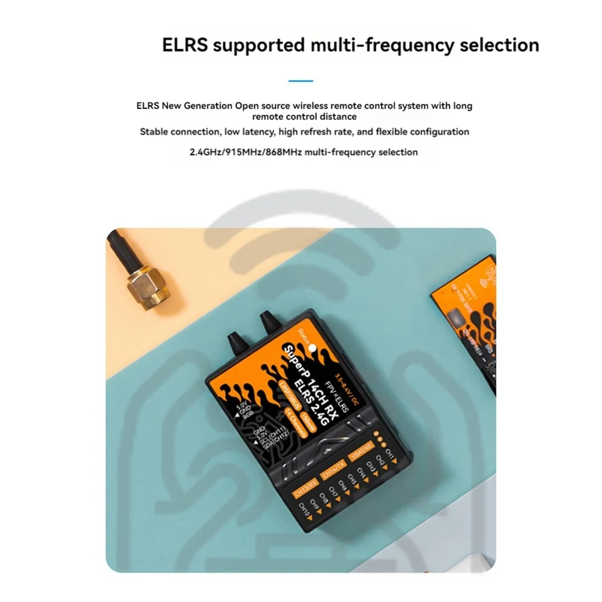 

For BETAFPV SuperP Diversity Receiver ELRS 915Mhz RX 14CH with 2 Antenna Dual Reception for RC FPV Airplane Boats Drones