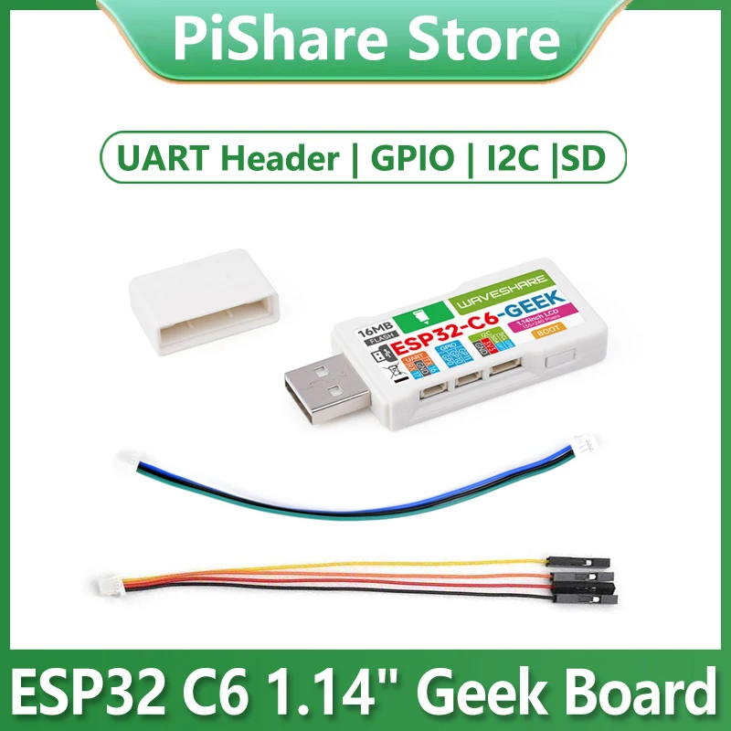 

Плата для разработки ESP32-C6 Geek с 1,14-дюймовым цветным ЖК-дисплеем 240 × 135 65K и портом USB-A