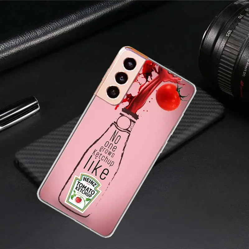 Cute Ins Heinz Tomato Ketchup Mustard Phone Case For Samsung Note 20 Ultra 10 Lite 9 8 Galaxy A9 A8 A7 A6 J8 J6 J4 Plus A90 5G A