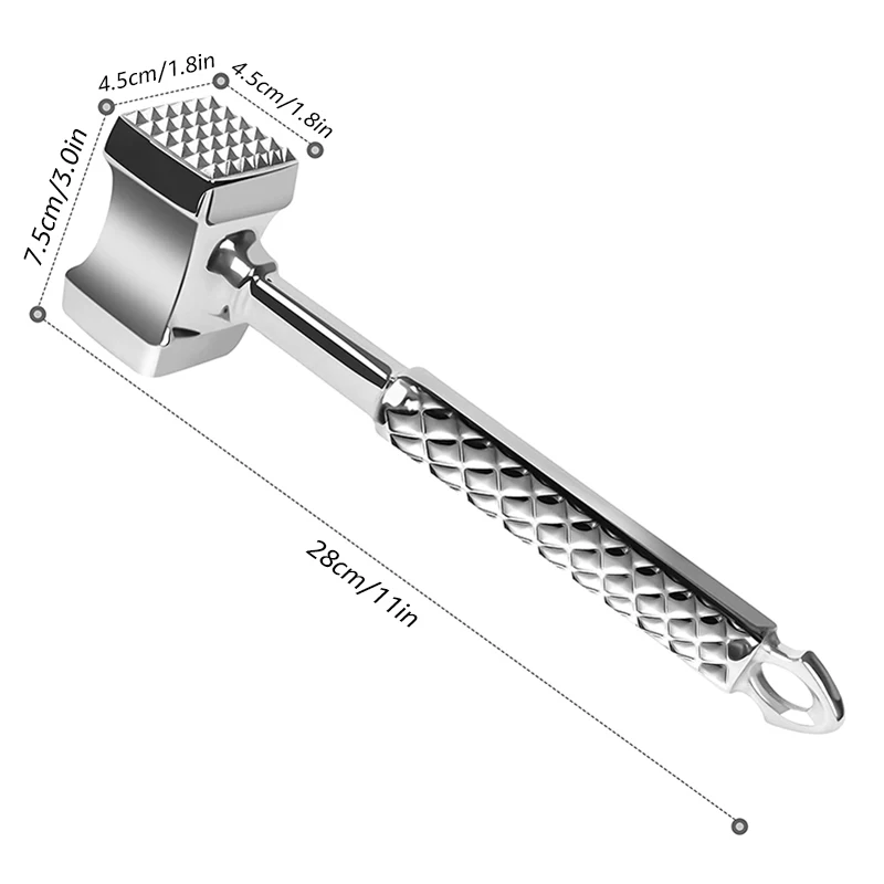 SUS 304 Meat Tenderizer, Dual Sided Meat Hammer Pounder Flattener for Beef Chicken Veal Cutlets - Kitchen Tool