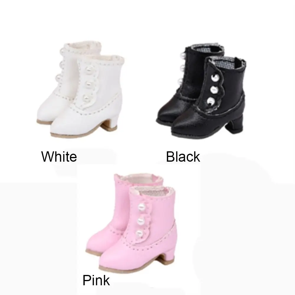 1 Paar Pu Leren Mini Hoge Laarzen 1/12 Poppenschoenen Mode Miniatuur Laarzen Voor Ob11 Voor Bjd