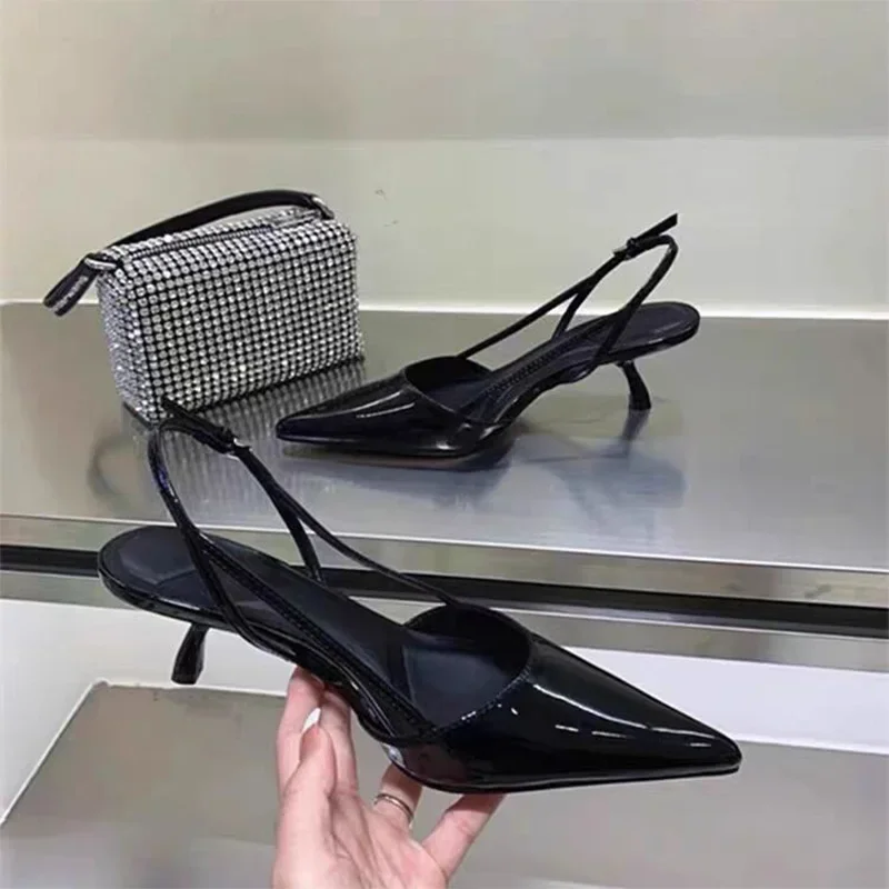 Women Pointed Toe Heels Shoes Sandals 2024 Dress Party Fashion Summer Shoes New Walking Sandalias Pumps Mujer Heeled Sandales