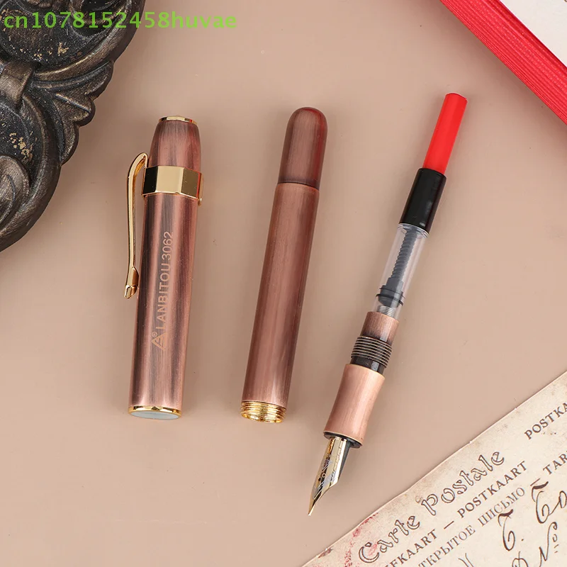 

1 Pc Unique Antique Brass Pocket Roller Ball Pen Short Portable Ball Pens Office School Writing Fluent Stationery