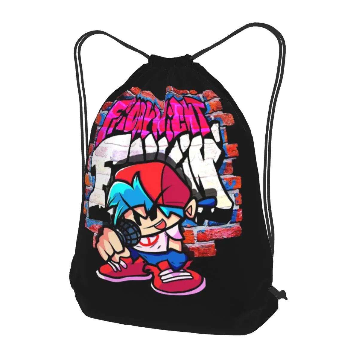 BoyFriend FNF. Brick Wall Backpacks Casual Drawstring Bundle Pocket Shoes Bag Book Bags for Man Woman Students