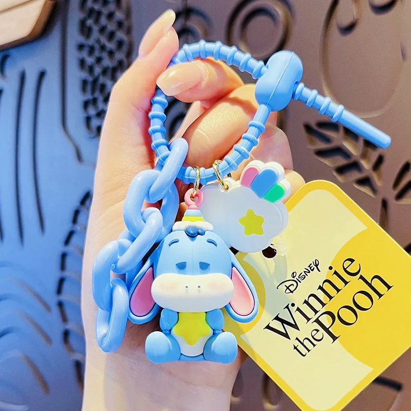 Disney Eeyore Cartoon Keychain Anime Figures Themes Winnie Piglet Student Trend PVC Dolls Bag Pendant Children\'s Birthday Gifts