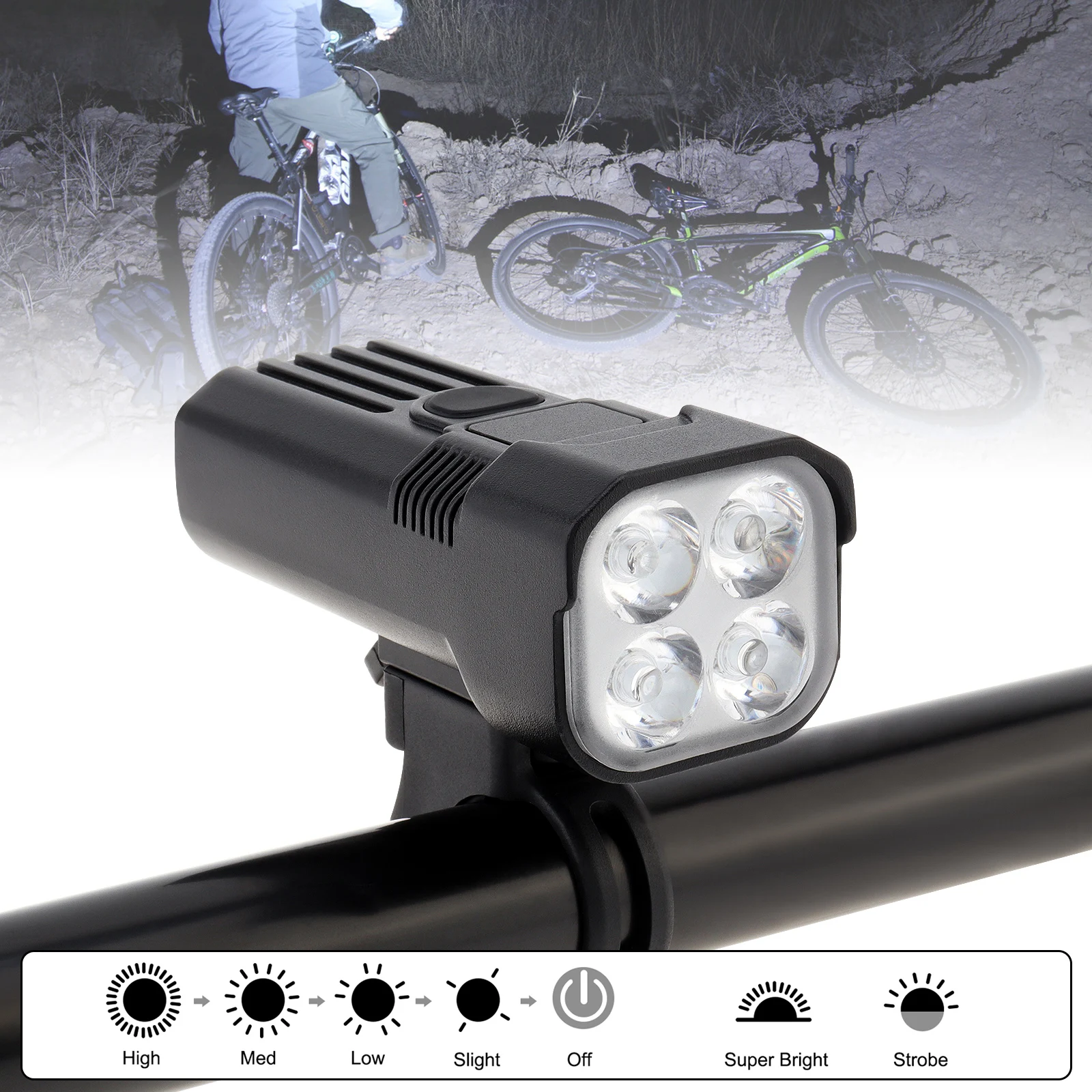 

2000 Lumen 120 Degree Floodlight Angle Mountainbike Front Light Waterproof USB Rechargeable Bicycle Headlights for Night Riding