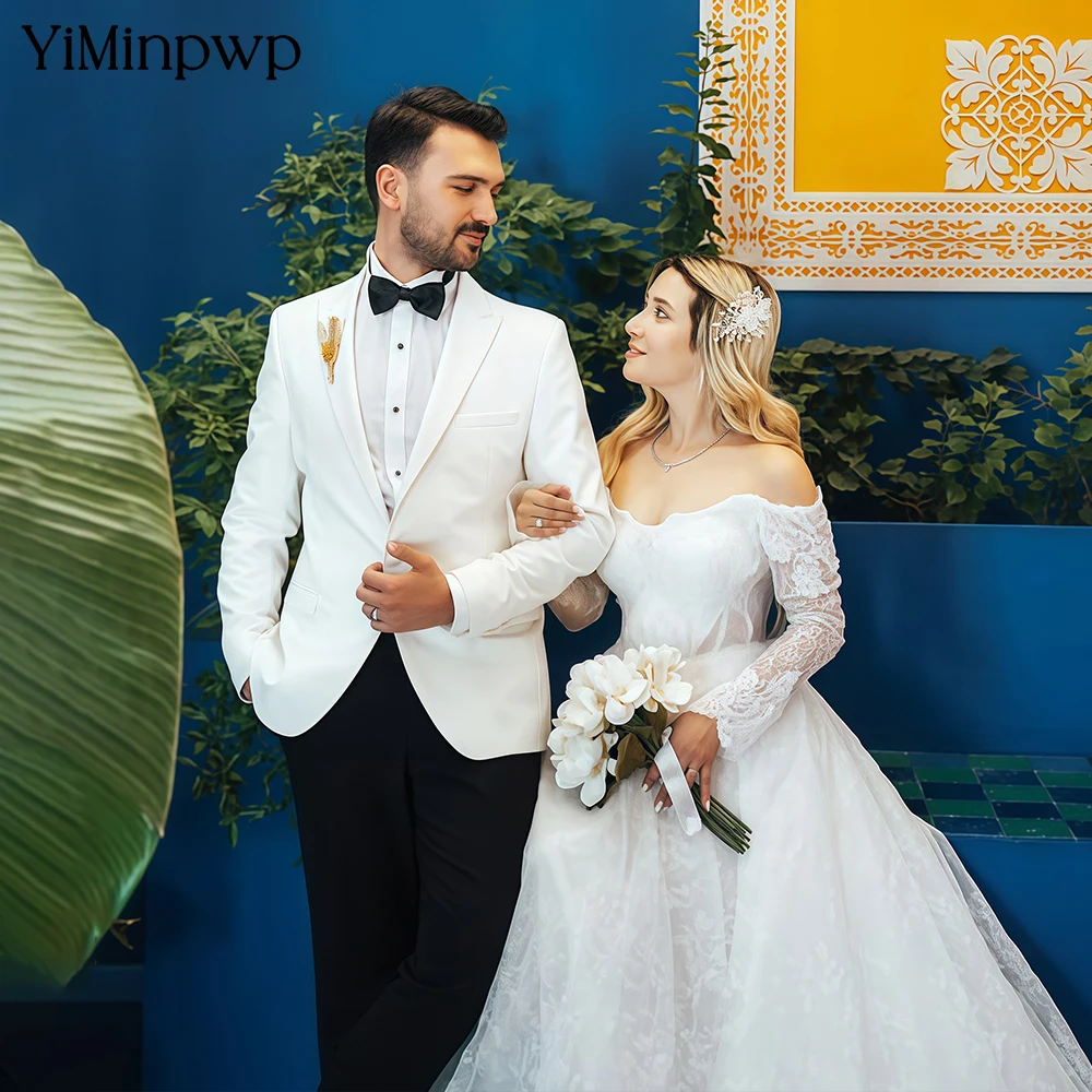 

YiMinpwp White Men'Suit Satin Two-Piece Business Slim Fit Shawl Lapel Elegant Formal Wedding Party Groom Puls Size Suit XS-5XL