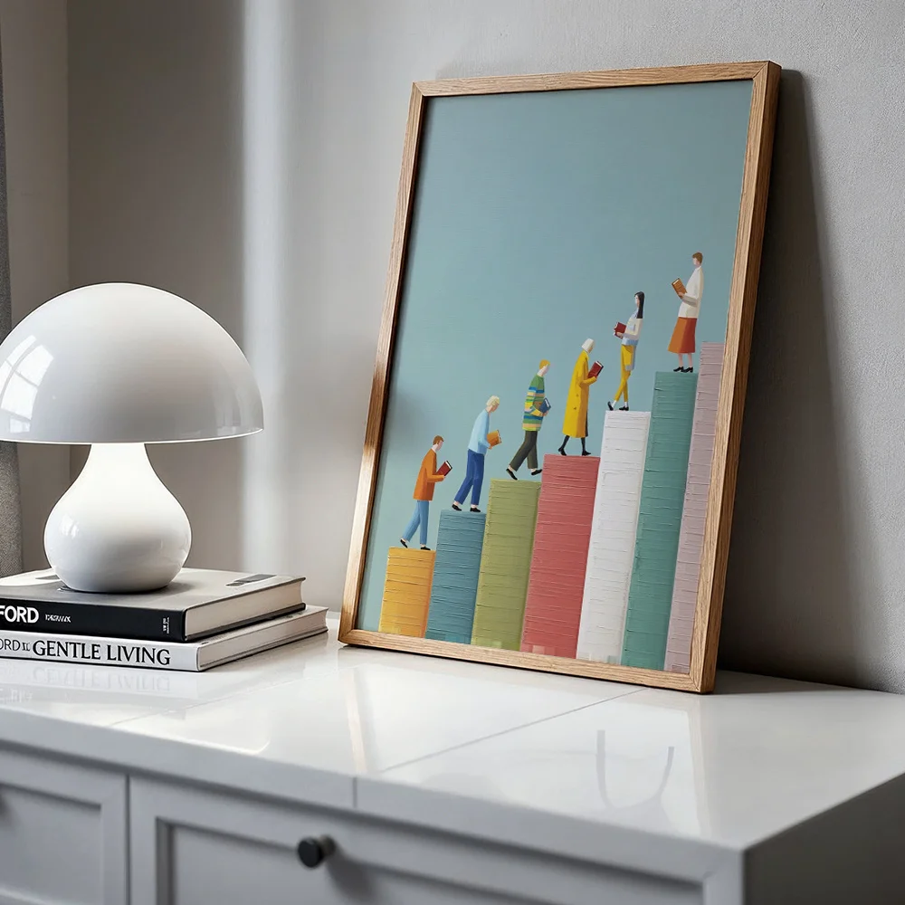 Minimalist Book-themed Reading Learning Decoration Suitable for Living Room, Bedroom Study Canvas Library Decorations for Home.