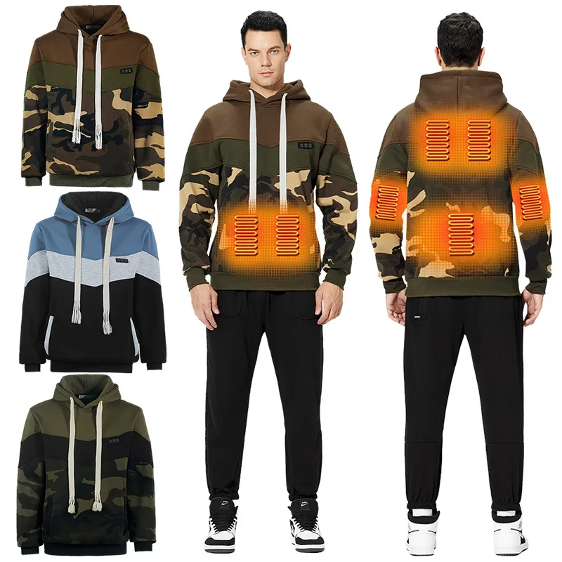 Outdoor Fleece-lined Heating Warm Multicolor Hoodie Charging Heating