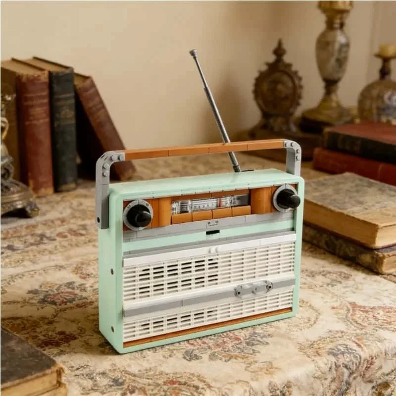 

2026 New spot 906PCS Mint Green creative assembly block retro radio plastic puzzle adult Christmas Day gift