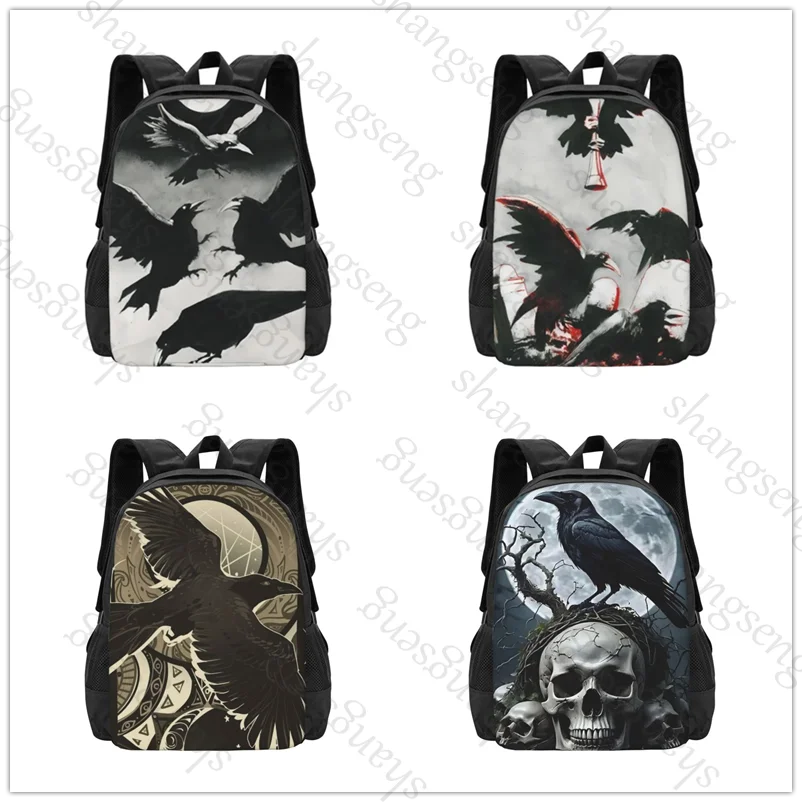 

Таро с принтом вороны, большая вместительная школьная сумка с принтом для мальчиков и девочек, рюкзак для подростков, студентов, отдыха, путешествий, пригородный рюкзак