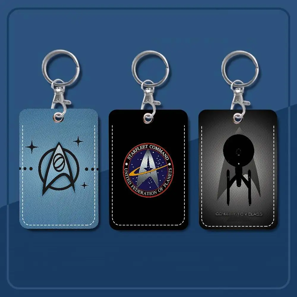 Star T-Treks Logo Style PU Access Card Holder with Keychain - Executive Protection for Bank card,Subway, Bus Card case