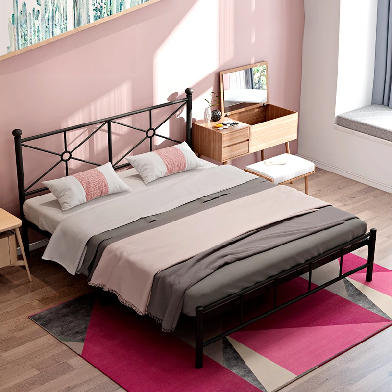 Eenvoudig tweepersoonsbed Licht luxe volwassen hoogwaardige vierkante esthetiek loungebed Prinses Italiaanse slaapkamer Muebles meubelen