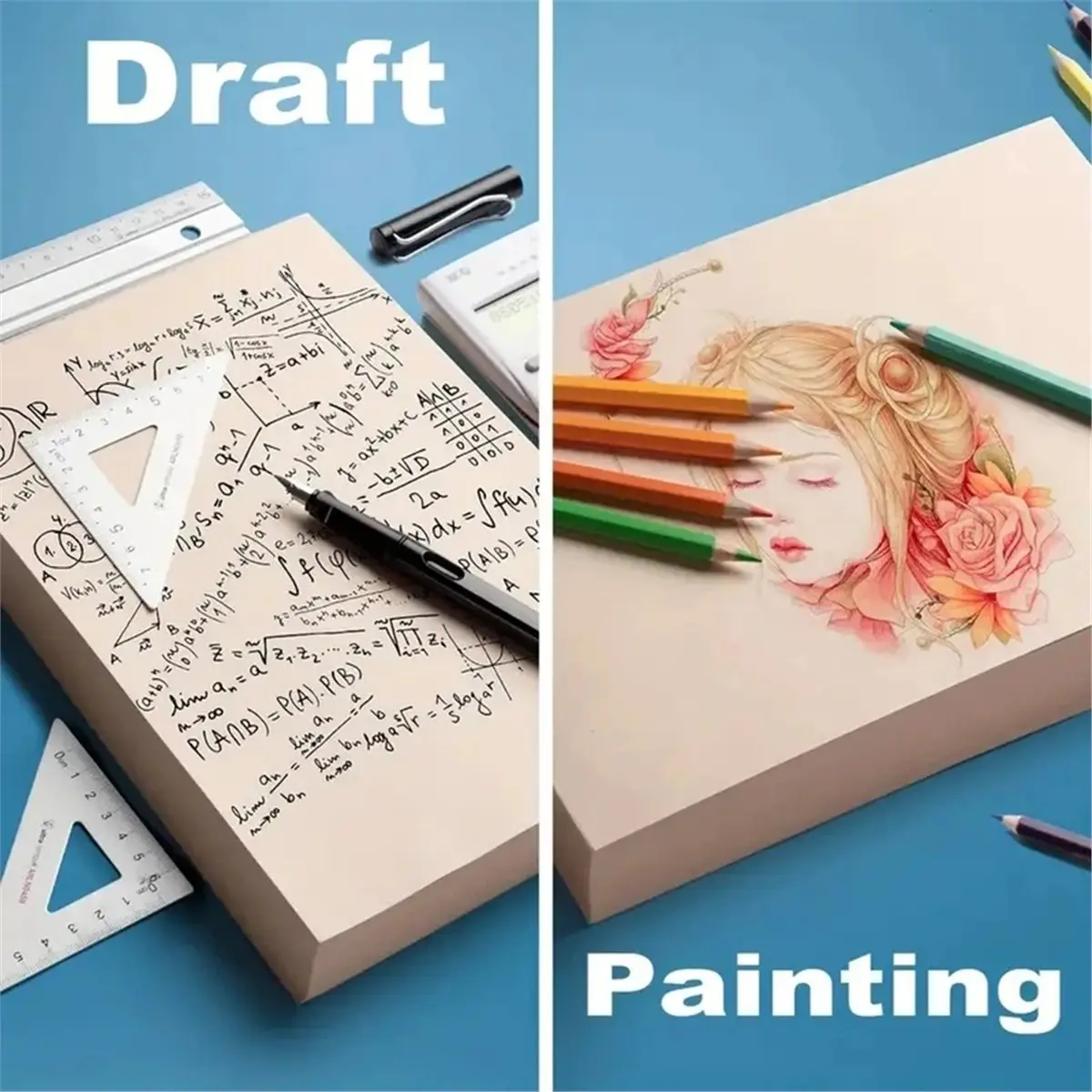 Doings Student Draft Paper, Math Grid Paper, Rendering Paper, Check Sheet, Blank Sketchbook, Notebook