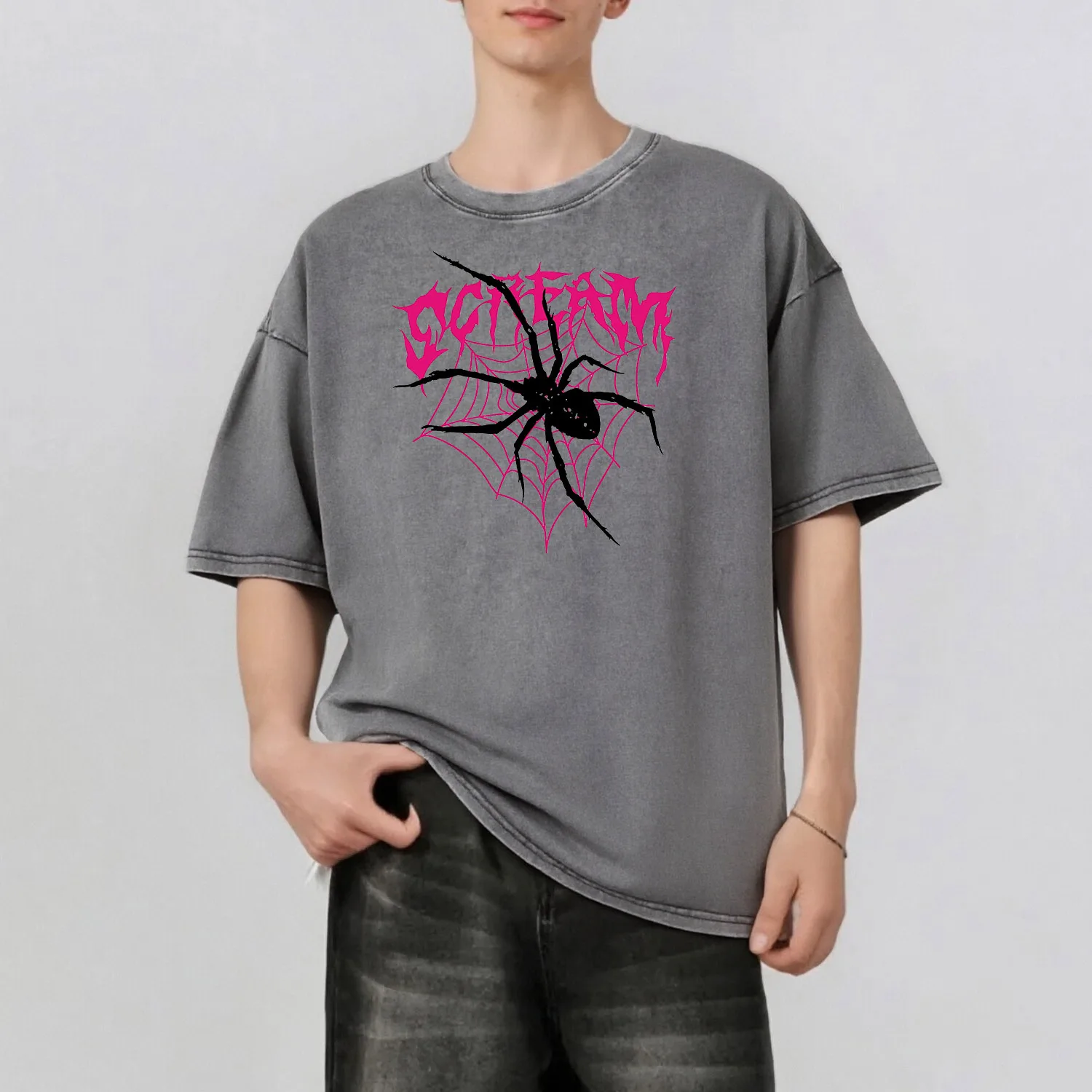 

Мужская летняя футболка с графическим принтом «Паутина» в стиле ретро, повседневная базовая мужская футболка с короткими рукавами, 230 г